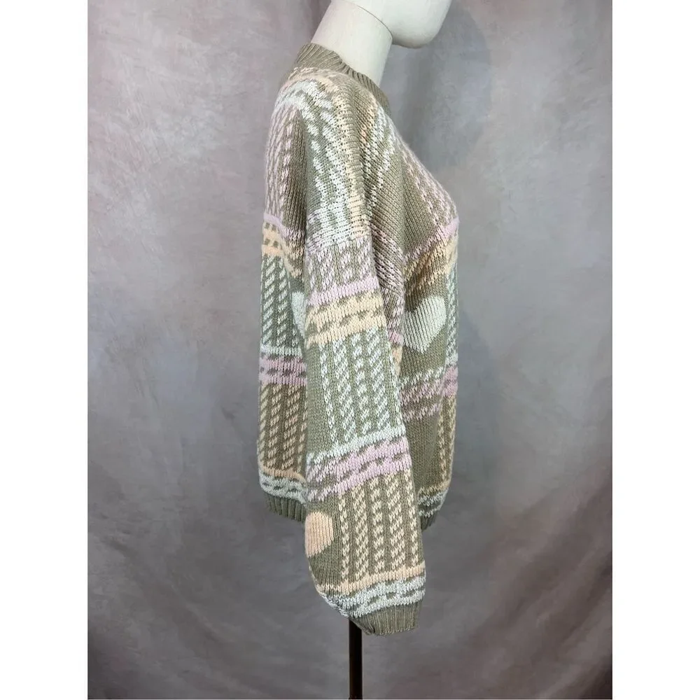 Vintage 1980s Plaid Heart Sweater Cottagecore Chic - Picture 3 of 7